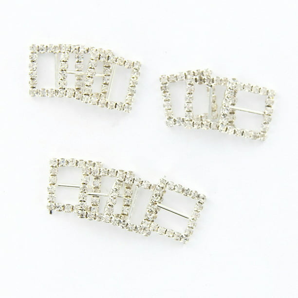 Square Shape Ribbon Buckle Sliders for DIY Craft P9I1 30pcs Heart Round 